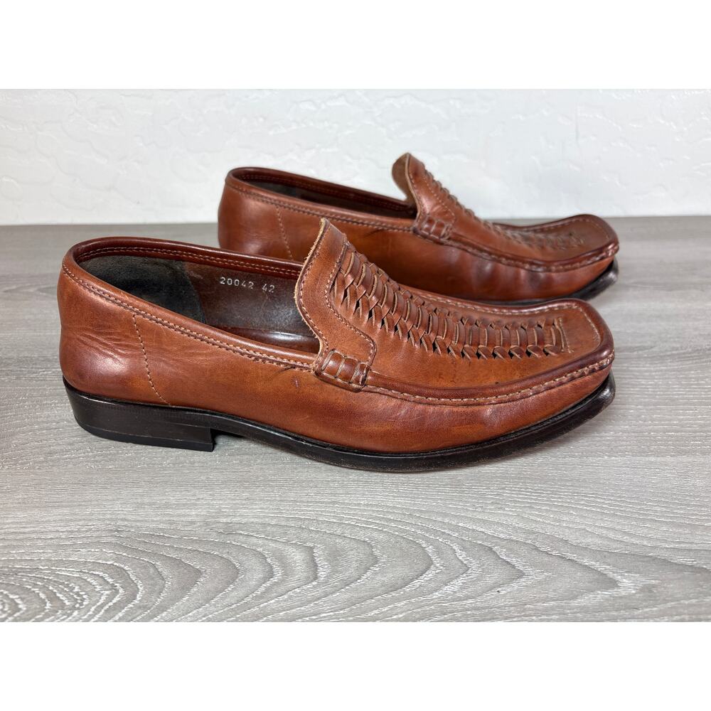 Patrick Cox‎ Wannabe Woven Leather Loafers Brown EU 42 / US 9 Vintage Y2K Italy